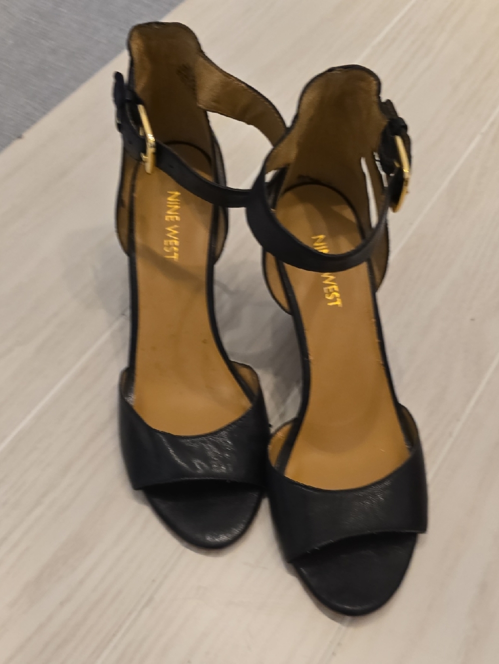 Nine West Wedge Ankle Strap Black 7.5